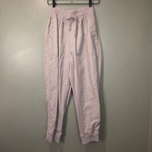 Elan Women's Linen & Cotton Pull On Jogger Pants Size M Gray Pockets